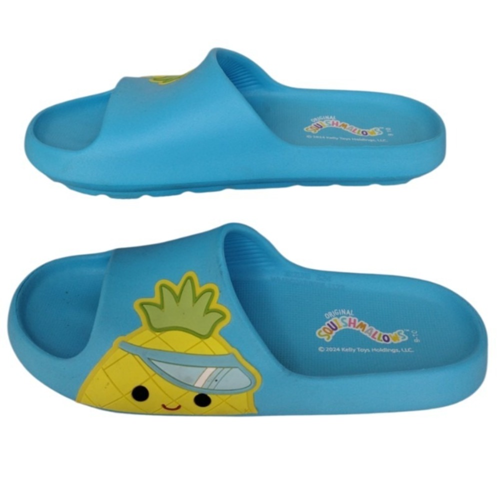 Squishmallow Sandal Slides Pineapple Blue Women 9-10 Blue Comfy Lounge Colorful